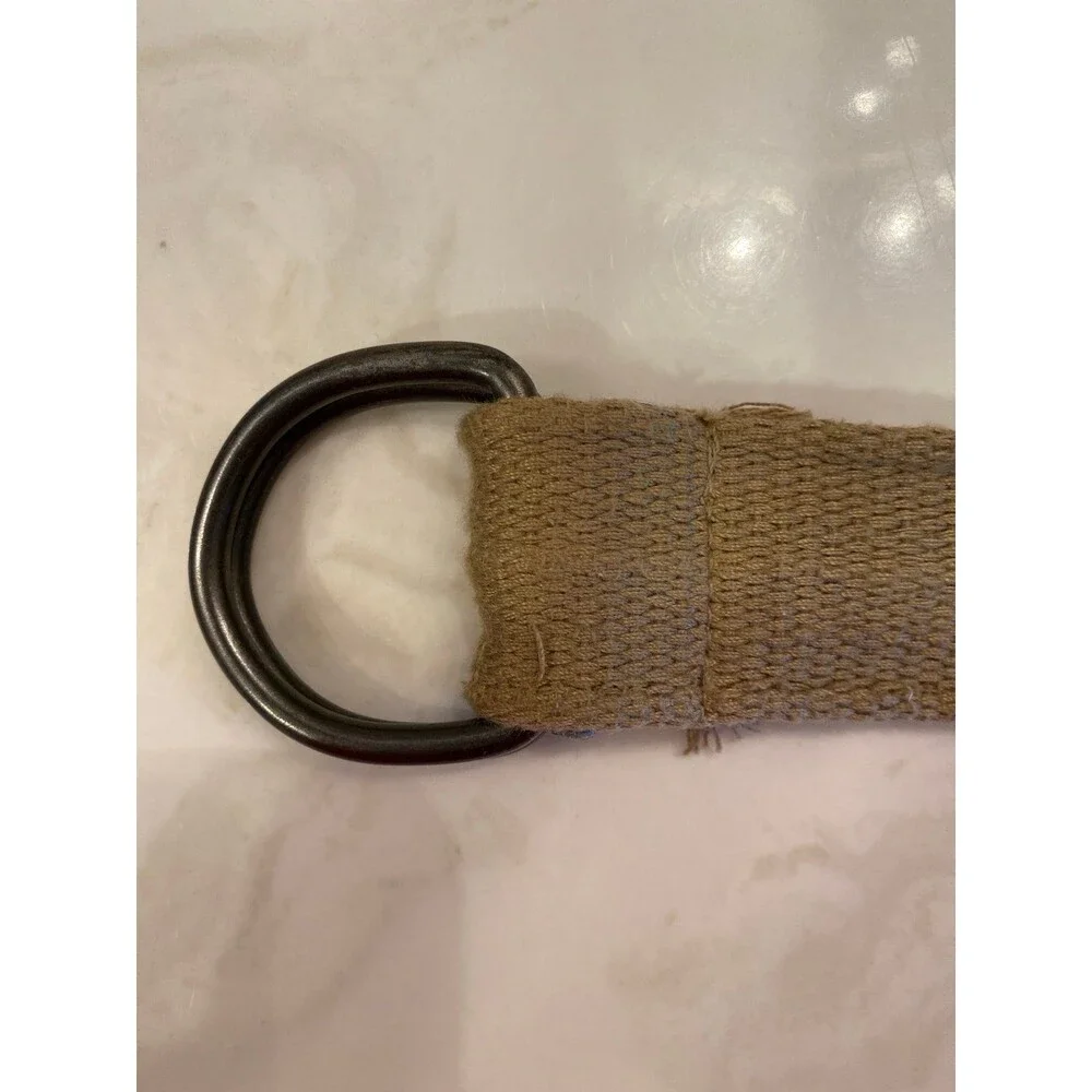 Belt Men’s‎ Woven ? Cotton Dark Tan Distressed  D Ring Adjustable Casual Look
